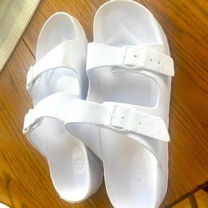 White sandals with straps
